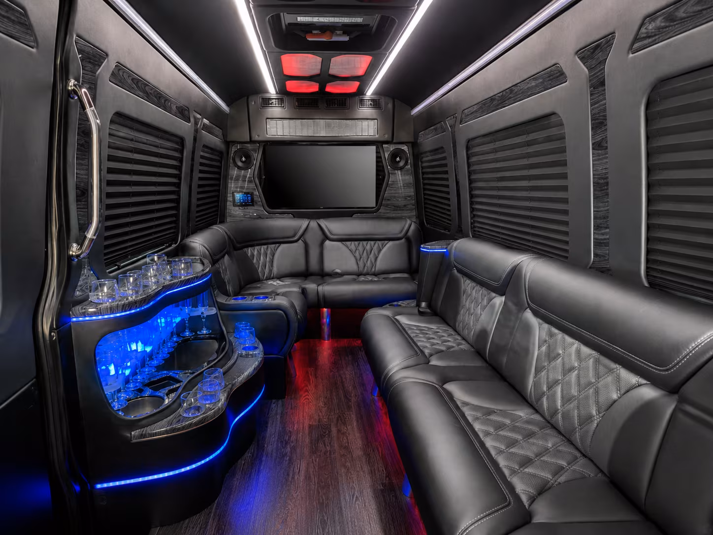 ofallon 18 passenger party bus inside