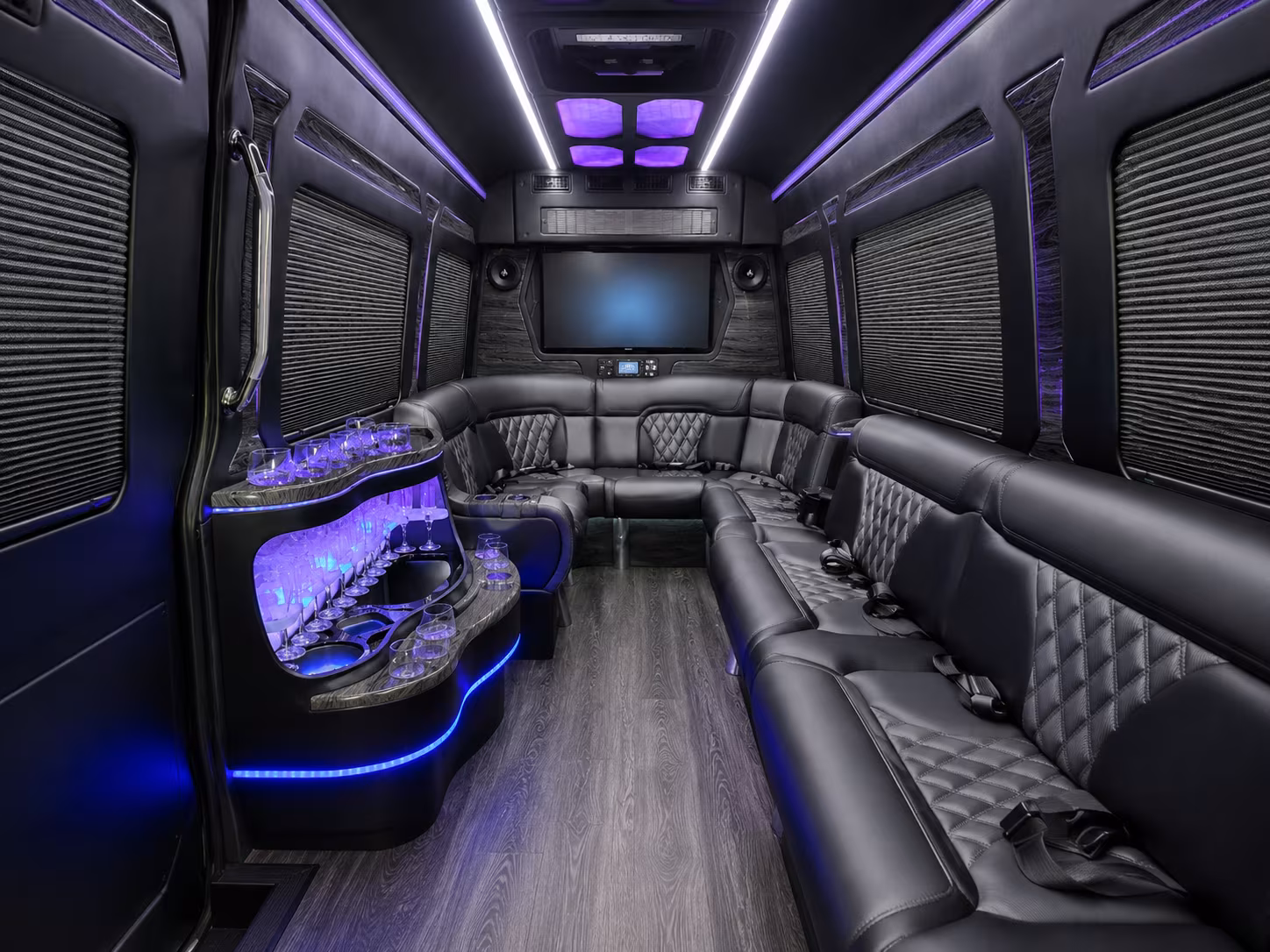 ofallon 40 passenger party bus inside